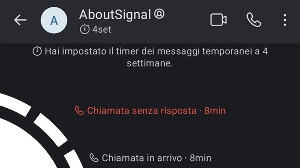 Signal a breve eliminerà automaticamente le chiamate nelle chat temporanee