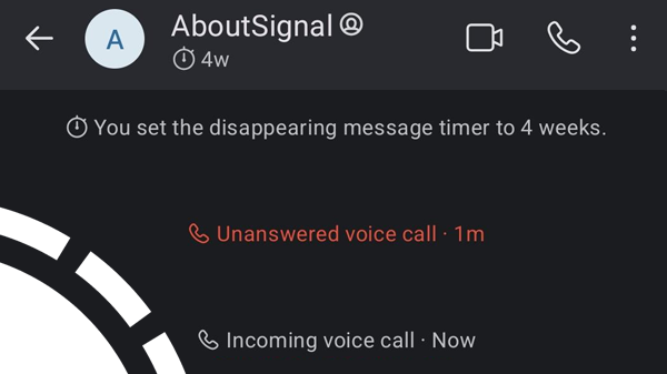 Signal will soon automatically delete call events in disappearing chats