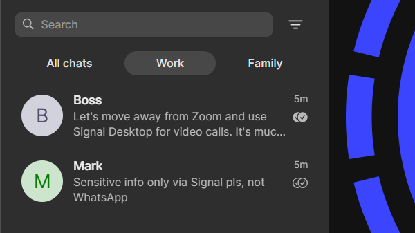 Signal Desktop chat folders
