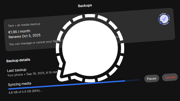 Signal Desktop update: Signal Secure Backups now available in Settings